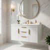Jayz Floating Vanity with Sink | Gold Accents | White Textured Wood 36"