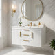 Jayz Floating Vanity with Sink | Gold Accents | White Textured Wood 36"