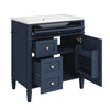 Asher Bathroom Vanity | Ceramic Sink | Smart Storage | Blue Wood 30"
