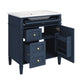 Asher Bathroom Vanity | Ceramic Sink | Smart Storage | Blue Wood 30"