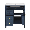 Asher Bathroom Vanity | Ceramic Sink | Smart Storage | Blue Wood 30"