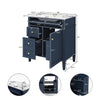 Asher Bathroom Vanity | Ceramic Sink | Smart Storage | Blue Wood 30"