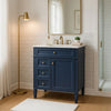 Asher Bathroom Vanity | Ceramic Sink | Smart Storage | Blue Wood 30"