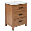 Addie Bathroom Vanity | Ceramic Sink | 3 Drawers | Natural Brown Wood 24"
