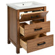 Addie Bathroom Vanity | Ceramic Sink | 3 Drawers | Natural Brown Wood 24"