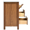 Addie Bathroom Vanity | Ceramic Sink | 3 Drawers | Natural Brown Wood 24"