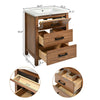 Addie Bathroom Vanity | Ceramic Sink | 3 Drawers | Natural Brown Wood 24"
