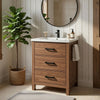 Addie Bathroom Vanity | Ceramic Sink | 3 Drawers | Natural Brown Wood 24"