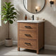 Addie Bathroom Vanity | Ceramic Sink | 3 Drawers | Natural Brown Wood 24"