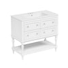 Sandra 36" Bathroom Vanity with Ceramic Sink | 4 Drawers | White Solid Wood