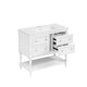 Sandra 36" Bathroom Vanity with Ceramic Sink | 4 Drawers | White Solid Wood