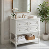 Sandra 36" Bathroom Vanity with Ceramic Sink | 4 Drawers | White Solid Wood