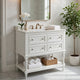 Sandra 36" Bathroom Vanity with Ceramic Sink | 4 Drawers | White Solid Wood