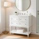 Sandra 36" Bathroom Vanity with Ceramic Sink | 4 Drawers | White Solid Wood