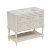 Sandra 36" Bathroom Vanity with Ceramic Sink | 4 Drawers | Beige Solid Wood