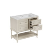 Sandra 36" Bathroom Vanity with Ceramic Sink | 4 Drawers | Beige Solid Wood
