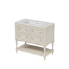 Sandra 36" Bathroom Vanity with Ceramic Sink | 4 Drawers | Beige Solid Wood