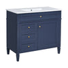 Asher Bathroom Vanity | Ceramic Sink | Smart Storage | Navy Blue Wood | 36"