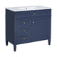 Asher Bathroom Vanity | Ceramic Sink | Smart Storage | Navy Blue Wood | 36"