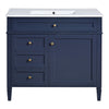 Asher Bathroom Vanity | Ceramic Sink | Smart Storage | Navy Blue Wood | 36"