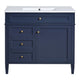 Asher Bathroom Vanity | Ceramic Sink | Smart Storage | Navy Blue Wood | 36"