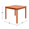 Hoi Outdoor 4 Seater Dining Table w Umbrella Hole | 35" Square | Natural Brown