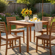 Hoi Outdoor 4 Seater Dining Table w Umbrella Hole | 35" Square | Natural Brown