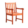 Ari Outdoor Dining Armchair with Slatted Back | Natural Reddish Brown