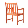 Ari Outdoor Dining Armchair with Slatted Back | Natural Reddish Brown
