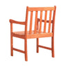 Ari Outdoor Dining Armchair with Slatted Back | Natural Reddish Brown