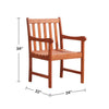 Ari Outdoor Dining Armchair with Slatted Back | Natural Reddish Brown