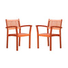 Ceri Outdoor Dining Armchair Set of 2 | Slatted Back | Reddish Brown