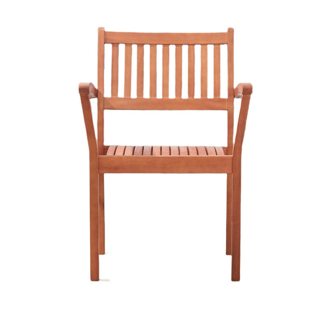 Ceri Outdoor Dining Armchair Set of 2 | Slatted Back | Reddish Brown