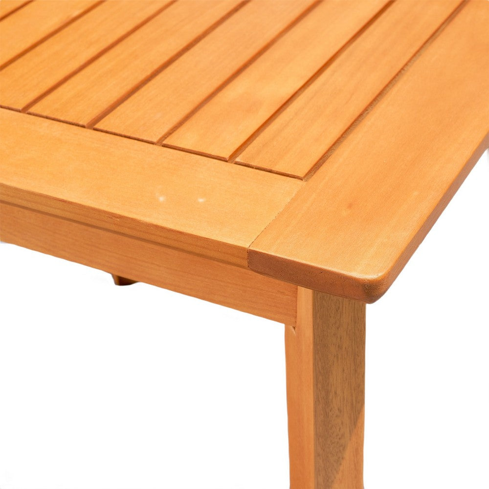 Reio Outdoor Poolside Table | 20" Slatted Top | Light Oak Brown Wood