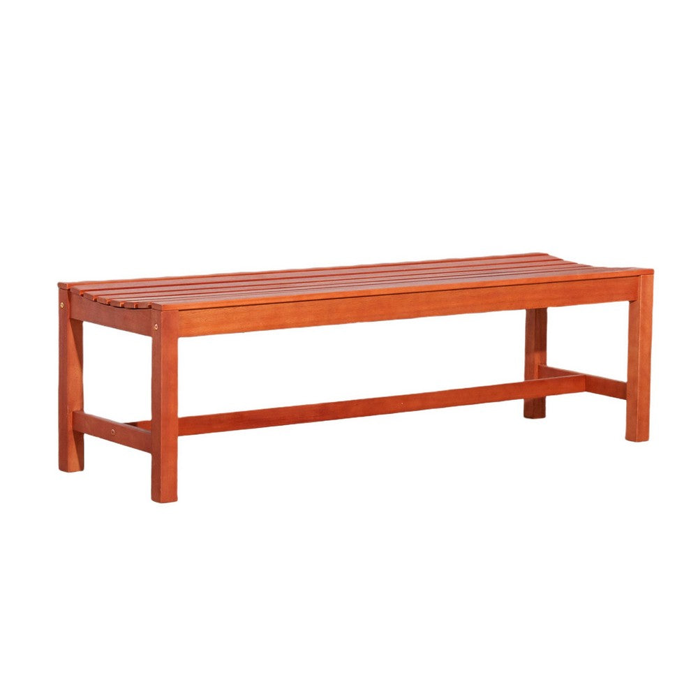 Emio 3 Seater Outdoor Bench | Reddish Brown Slatted Design | 59"