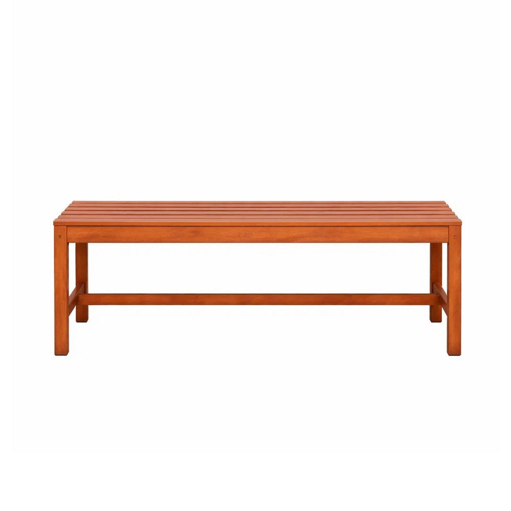 Emio 3 Seater Outdoor Bench | Reddish Brown Slatted Design | 59"