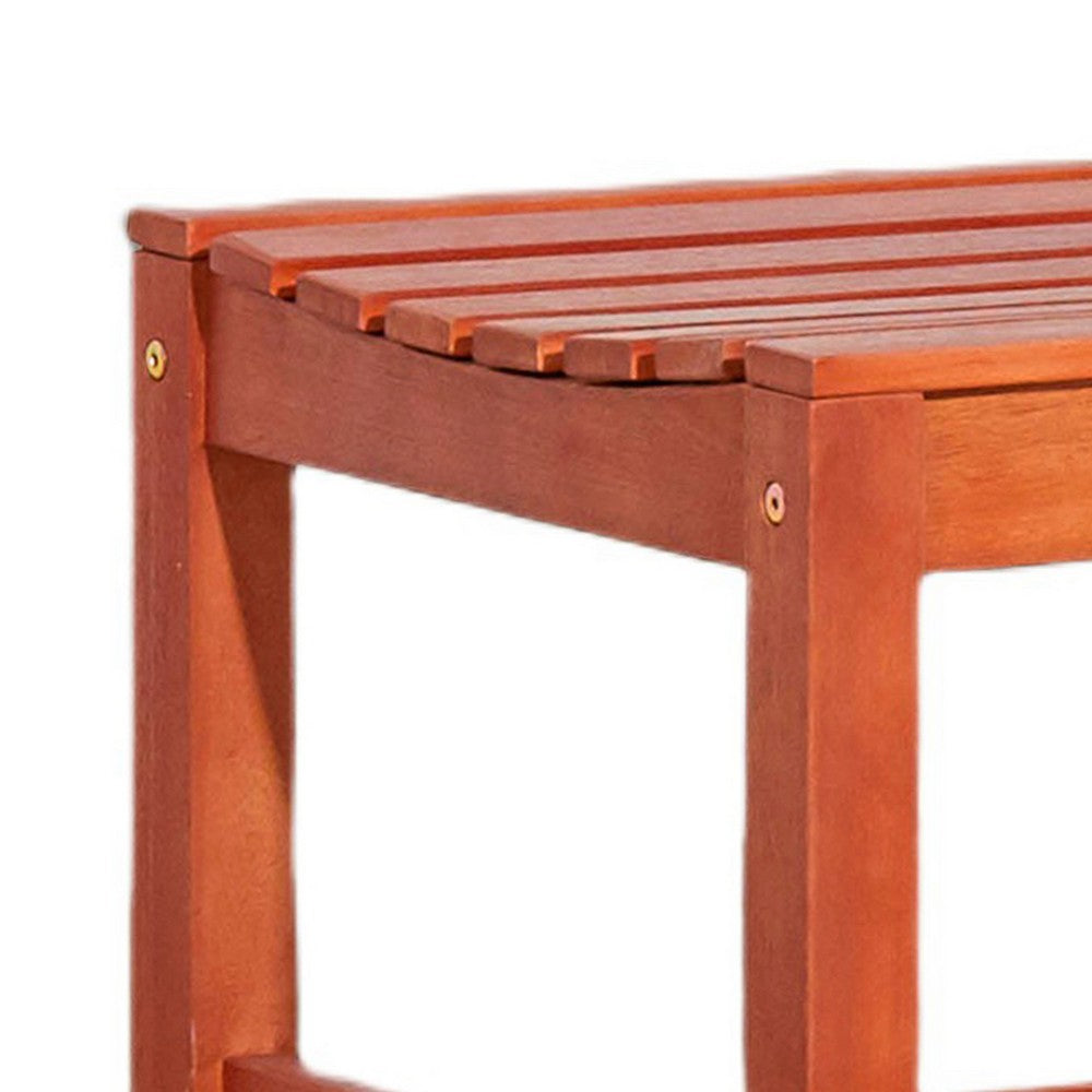 Emio 3 Seater Outdoor Bench | Reddish Brown Slatted Design | 59"