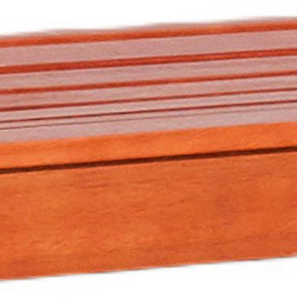 Emio 3 Seater Outdoor Bench | Reddish Brown Slatted Design | 59"