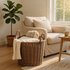Lom Storage Basket with Handles | Walnut Brown Wicker Woven Hamper | 16"