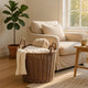 Lom Storage Basket with Handles | Walnut Brown Wicker Woven Hamper | 16"
