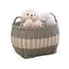 Cae Storage Basket with Handles | Gray & Cream Wicker Woven Hamper 18"