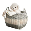Cae Storage Basket with Handles | Gray & Cream Wicker Woven Hamper 18"