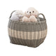 Cae Storage Basket with Handles | Gray & Cream Wicker Woven Hamper 18"