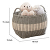Cae Storage Basket with Handles | Gray & Cream Wicker Woven Hamper 18"