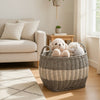 Cae Storage Basket with Handles | Gray & Cream Wicker Woven Hamper 18"