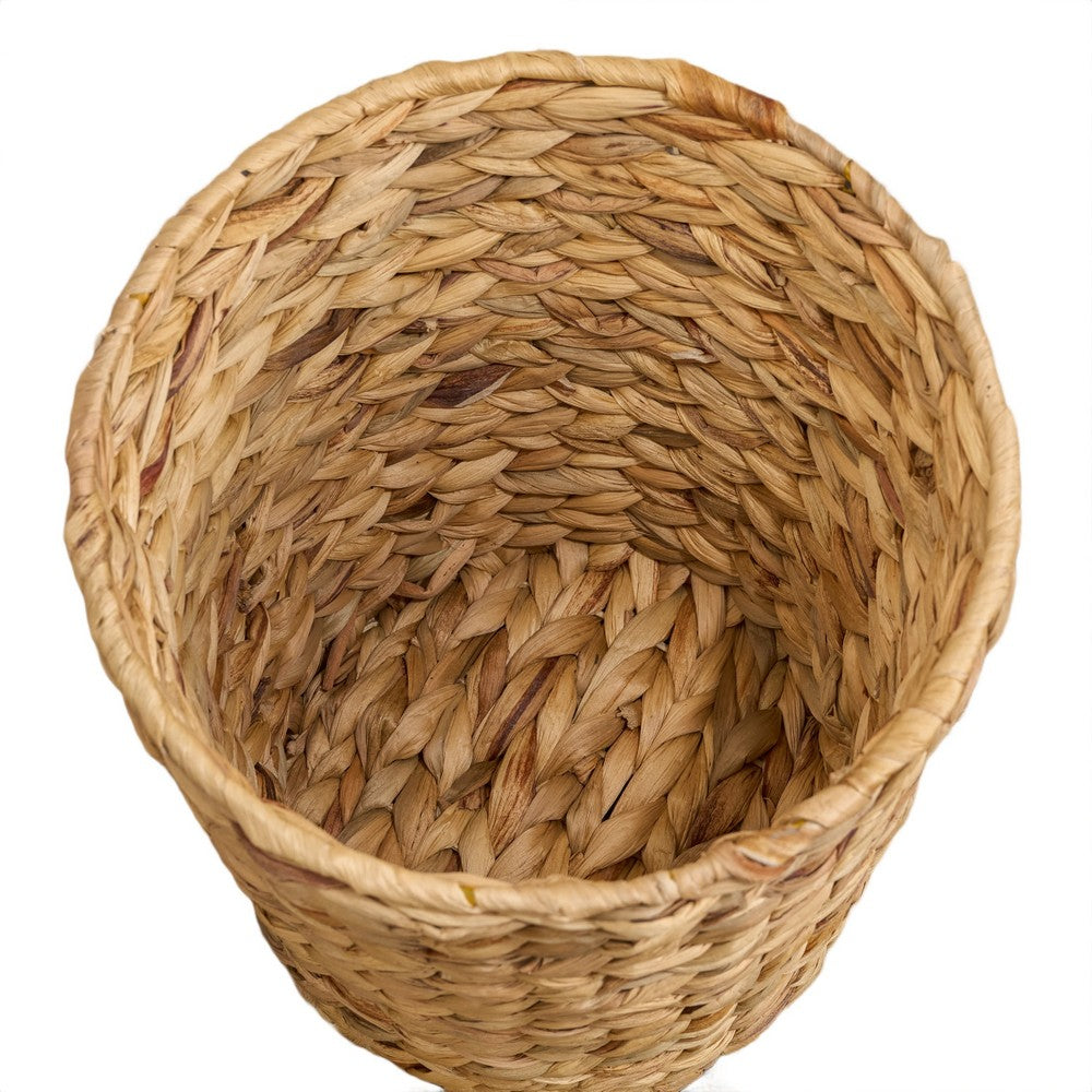 Farmhouse Storage Basket | Natural Brown Hyacinth | Arrow Woven | 11"