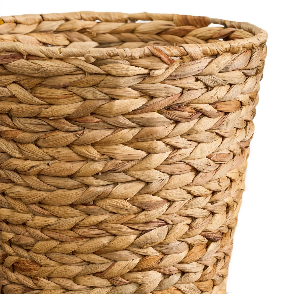 Farmhouse Storage Basket | Natural Brown Hyacinth | Arrow Woven | 11"