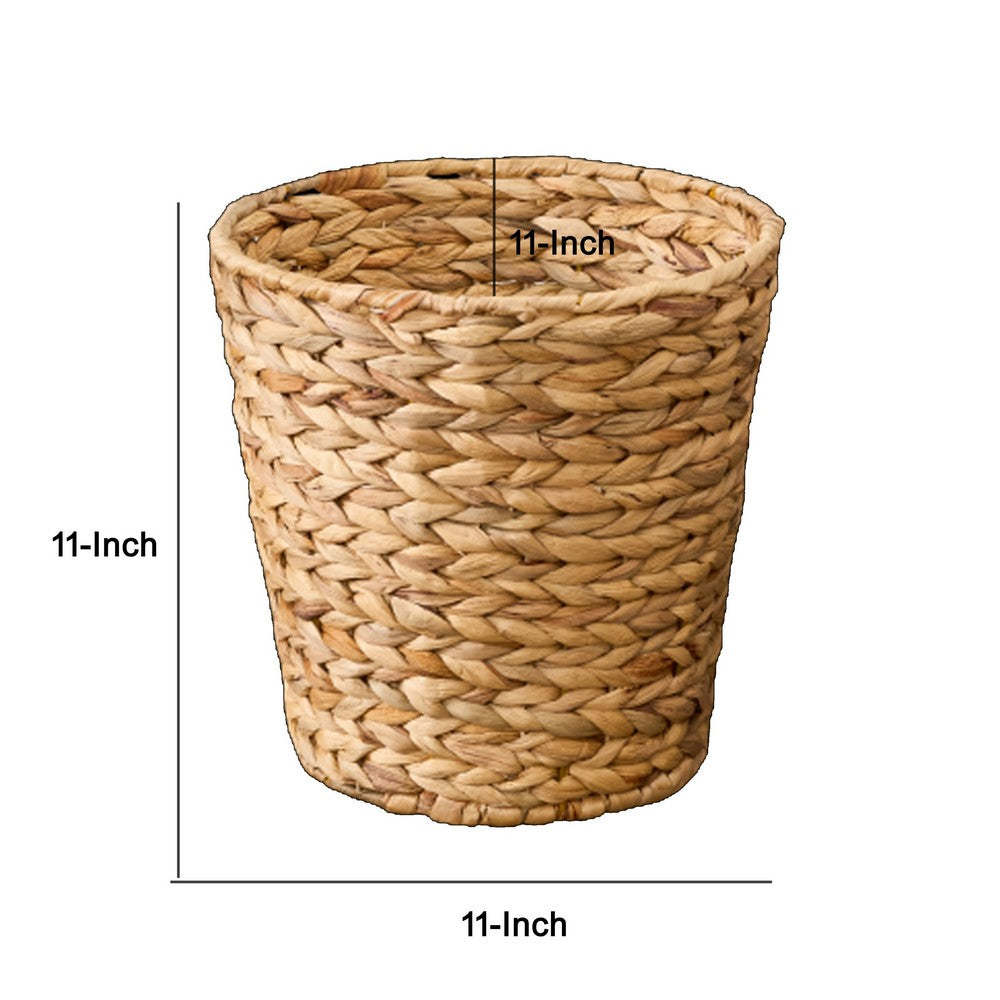 Farmhouse Storage Basket | Natural Brown Hyacinth | Arrow Woven | 11"