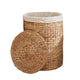Leri Lidded Laundry Hamper |Fabric Lining | Light Brown Hyacinth | 20"