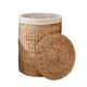 Leri Lidded Laundry Hamper |Fabric Lining | Light Brown Hyacinth | 20"